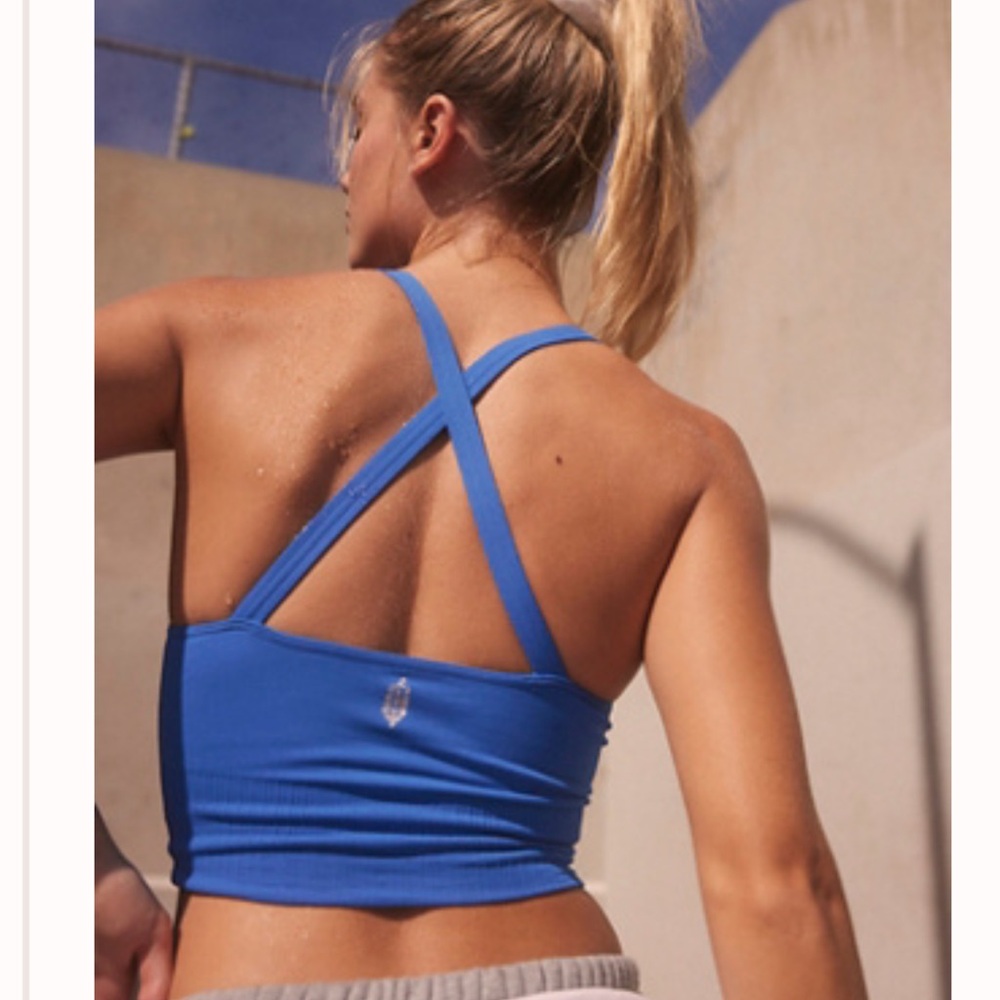 FP Movement Blue Good Karma Crop Tank in Midatlantic